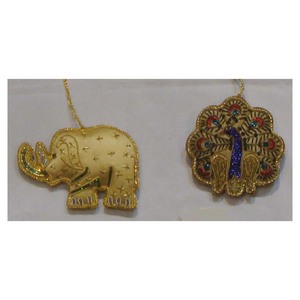 Christmas Hanging Elephant & Peacock Ornament Good Embroidery Work - Product Image 1