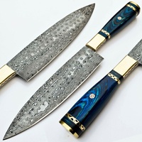 Professioneel koksmes SCK-132 SIZZCO Damascus staal scherp lemmet op maat gemaakt hoge kwaliteit hardhouten handvat messing clip