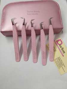 Best Eyelash Extension Tweezers Diamond Grip Light Pink Color Coated Lash Tweezer With Private Label - Product Image 5