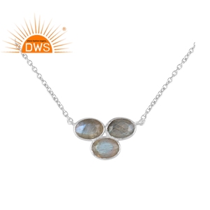 Pendentif en pierre précieuse labradorite bleue tendance avec chaîne en argent sterling 925 fin, bijoux pour filles, grossiste en bijoux - Product Image 1