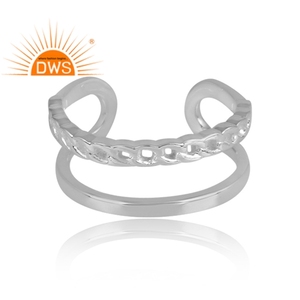 Anillo de declaración de doble banda de plata de ley fina hecho a mano, joyería de plata para mujer, regalo para ella - Product Image 2
