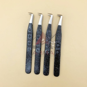 Poignée en forme de cœur noir brillant Pince à épiler d'extension de cils durable Marque privée Volume de botte à 90 degrés Acier inoxydable - Product Image 2