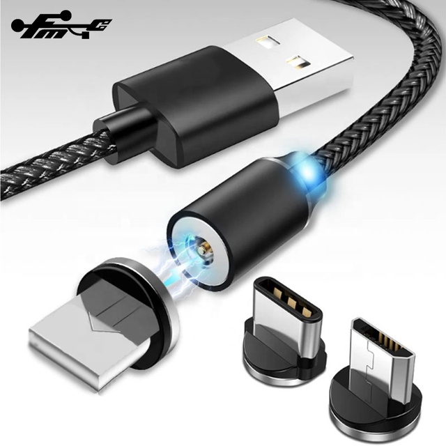 1M PVC Magnetic Micro USB Charging Cable with LED Data Display Pure Copper Mobile Phone Cable 3 in 1 Standard USB Charger Stock