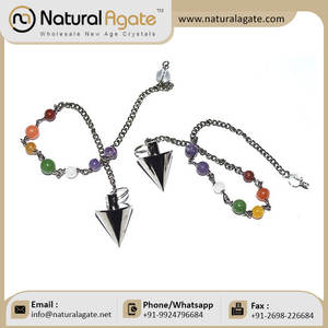 ชี้ลูกตุ้มโลหะทองแดงสีดำพร้อมห่วงโซ่จักระ - Product Image 2