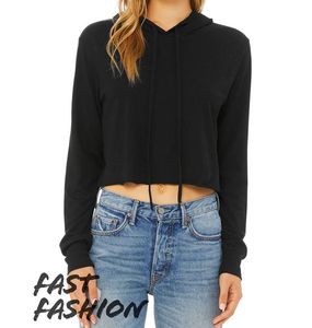 Sweat à capuche court pour femme en molleton 100% coton de haute qualité, chaud, personnalisable (imprimé et brodé), vente en gros, streetwear - Product Image 2