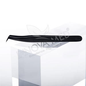 Pinzas para Extensión de Pestañas de 45 Grados, Color Negro Mate, Herramientas de Aplicación de Pestañas para Salón de Belleza con Punta Puntiaguda para Extensión de Pestañas - Product Image 1