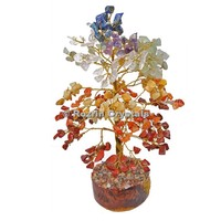 Precioso Árbol de Cristal Tallado con Piedras Preciosas Navideñas para el Amor, con 7 Chakras y 300 Fragmentos