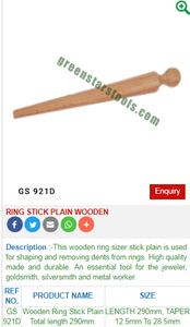 <b>Ring</b> Stick <b>Plain</b> Wooden GS 921D for Jewelry Tools-Jewellery Tools - Product Image 2