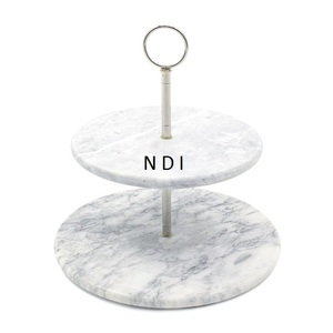 Top Tendance Restaurant Hôtel Fournitures Fêtes Célébration 2 Niveaux Arrondi Gâteau Stand Marbre Gâteau Stand Pour La Fête D'anniversaire - Product Image 1