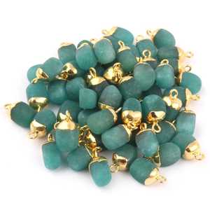 May Birthstone-Conectores chapados en oro y esmeralda teñidos, piedras de esmeralda de 8-12mm, conectores de piedra - Product Image 5