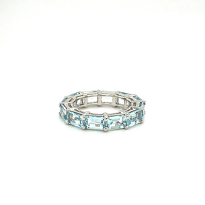 Azul aguamarina piedra preciosa hecha a mano IGI certificado boda y fiesta 925 anillo de plata esterlina - Product Image 1