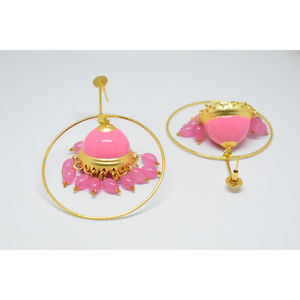 Boucles d'oreille rondes en laiton, finition mate, doré, traditionnel, meenakari, fait à la main, jhumka, pour filles et femmes - Product Image 3