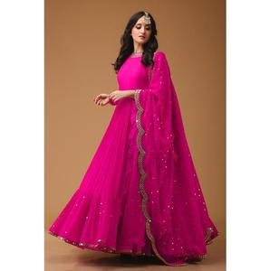 Nouvel arrivage de fil à broder en georgette de coton pour femmes Lahenga Choli Occasion spéciale Tenue de fête Design moderne Meilleur prix - Product Image 1