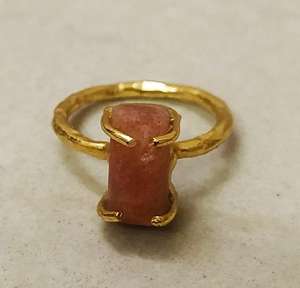 Pierre de soleil naturelle or poli 92.5 argent sterling non traité forme brute pierre précieuse Handame bague en gros - Product Image 3