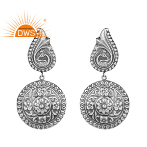 Pendiente de plata de ley Tribal con diseño Floral antiguo para mujer, joyería para mujer, regalo para su delicada colección - Product Image 1
