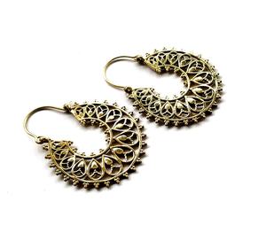 Indio pendiente joyas Boho pendiente de aro Mandala flor pendiente de latón - Product Image 5