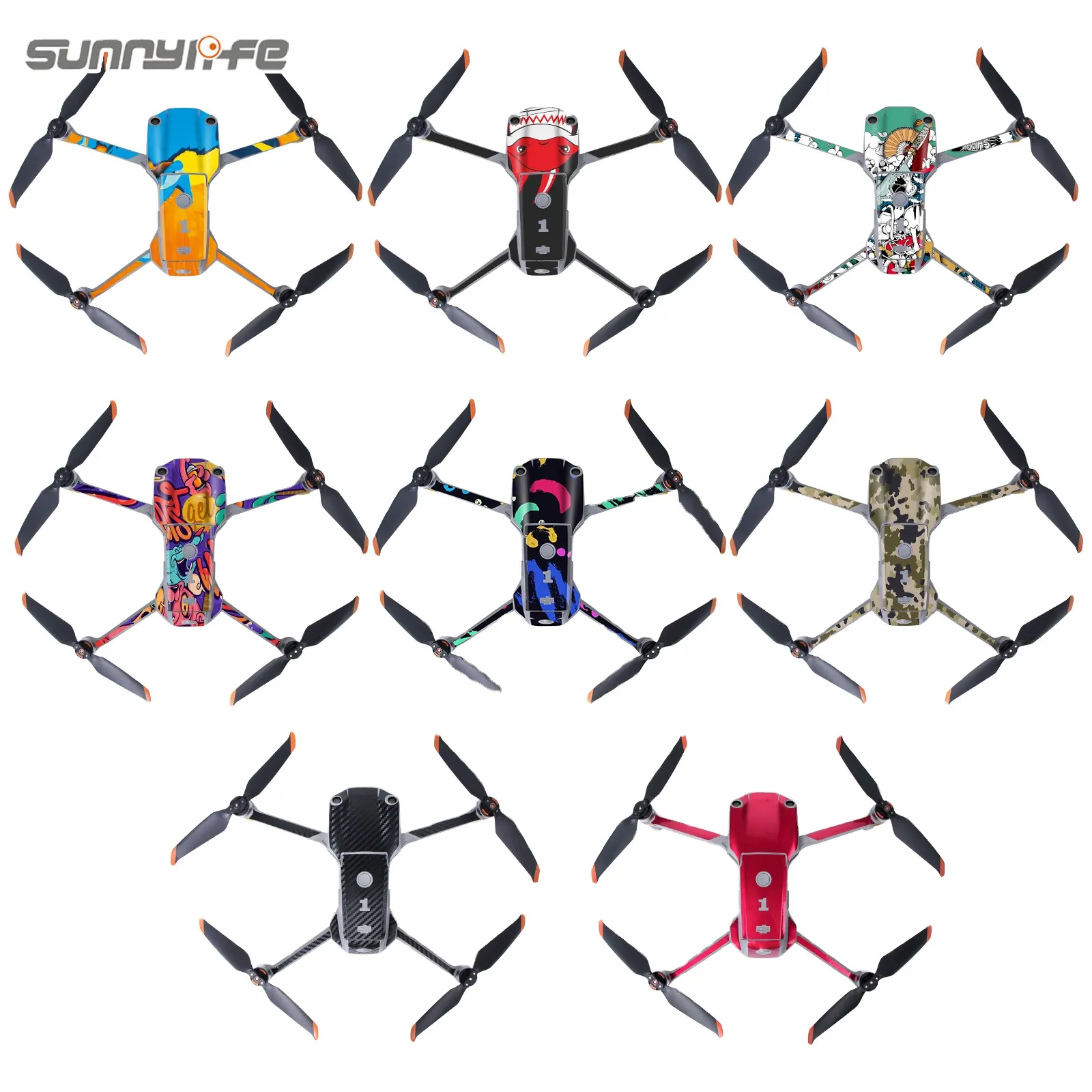Sunnylife Scratch-proof PVC Stickers Protective Film Decals Skin for DJI Mavic Air 2 Drone