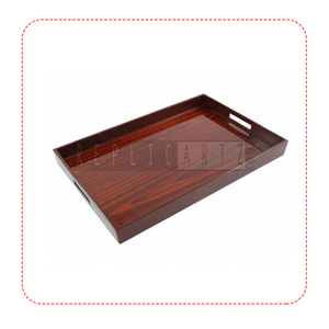 Plateau de service rectangulaire en bois de palissandre indien de luxe avec poignées découpées, fait main, pour petit-déjeuner, thé, café, décoration, cadeau - Product Image 1