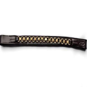 Best Selling Wholesale Price <b>Top</b> Quality Black English Leather Horse Brow Band with Brass <b>Chain</b> Hand Stitched in Full Cob - Product Image 2