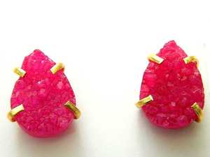 92.5 argent Sterling rose Druzy poire forme boucles d'oreilles plaqué or broche réglage à la main pour les occasions cadeaux en gros - Product Image 3