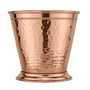 Taza de Julep de Metal de cobre puro 100% de estilo moderno, taza de Julep de Metal decorativa para servidor de jugo de agua potable de cobre - Product Image 3