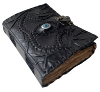 Oeil de sorcière Journal en cuir véritable noir fait à la main Cahier ancien carnet de croquis Sorcellerie Livre d'ombre avec serrure C antique