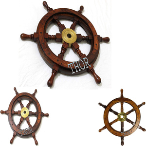 Ruedas de barco de madera de pirata hechas a mano, rueda decorativa, barco marítimo, 12 pulgadas, decoración del hogar - Product Image 4