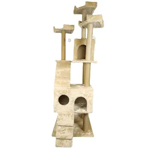 Árbol de peluche personalizado de alta calidad, árbol de gato de cuatro capas, torre grande de madera