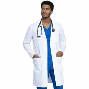 लंबी आस्तीन घुटने लंबाई कपास लोचदार चिकित्सा डॉक्टर वर्दी प्रयोगशाला कोट Mens पेशेवर वर्दी