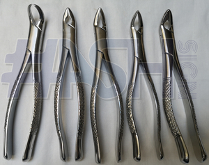 Juego de 5 pinzas dentales con patrón inglés, fuente de alimentación Manual, Material de acero, uso Dental - Product Image 1