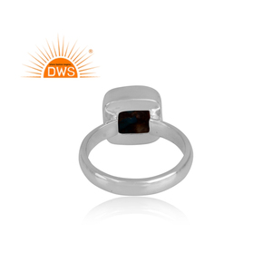 Hammered Band แหวนเงินแท้925,แหวนพลอยเทอร์ควอยซ์หอยนางรมสีม่วงทองแดงธรรมชาติตัดสี่เหลี่ยม - Product Image 4