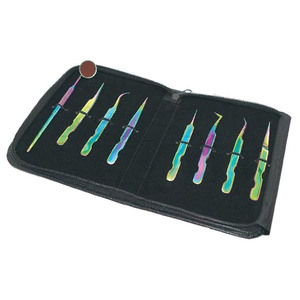 Pince à épiler en cxzd pour faux-cils, dispositif de sécurité à fermeture éclair, étui élastique, de couleur noire, pour extensions, nom privé, avec étui - Product Image 4