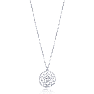 Collar con colgante de circonita redonda, joyería de plata de ley 925 turca, elegante - Product Image 5