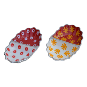 Juego de dos tazones combinados de colores para decoración del hogar, vajilla, tazón de servicio de diseño brillante con diseño de acabado esmaltado - Product Image 1