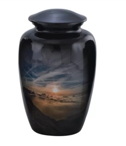 Urnes de crémation modernes pour adultes en métal, Design imprimé de couleur noire classique pour les cendres, fournitures funérailles, urnes pour adultes humains au meilleur prix - Product Image 5