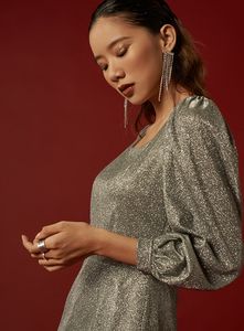 ชุดเดรสมินิเดรสถักคอกลมแขนกุดสไตล์วินเทจแวววาวหรูหราสำหรับงานปาร์ตี้ตอนเย็นออกแบบโลโก้ได้ตามต้องการจากธรรมชาติ - Product Image 2