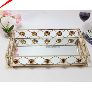 Plateau de service de luxe en verre écologique, avec poignées finis, plateau de décoration pour mariage, maison, hôtel - Product Image 6