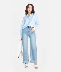 Chemisier en mousseline de soie pour femme, blouse irrégulière, à manches longues, tenue de bureau, fabriqué au Vietnam, nouvelle collection - Product Image 2