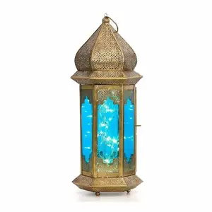 HANGING & TABLE TOP HAND MADE IRON <b>MOROCCAN</b> LANTERN,Mini <b>Moroccan</b> Glass Lantern - Product Image 1
