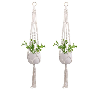Indoor and Outdoor Hanging Wall Planter Basket Cotton Rope Macrame Plant Hangers - Product Image 1
