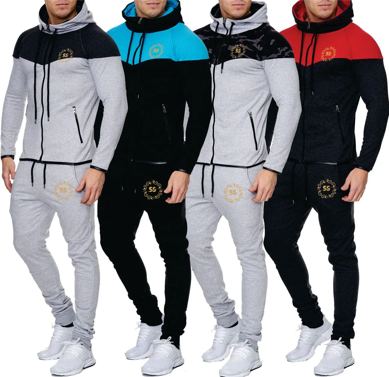 Großhandel custom männer blank jogging anzüge set 2 stück mit custom design logo männer jogging track suite made auf asche brothers