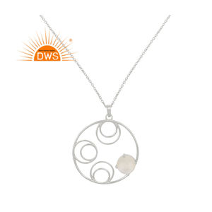 Collar con colgante de malla de alambre para mujer, conjunto de piedras de luna de arcoíris Natural de plata de ley fina, el más vendido, fabricante de joyería - Product Image 1