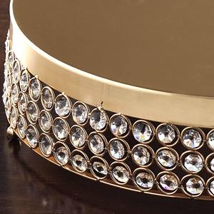 <b>Gold</b> Crystal Beaded Metal Riser Wedding Cake Stand <b>Decorative</b> Rose Design for Weddings and <b>Parties</b> - Product Image 2