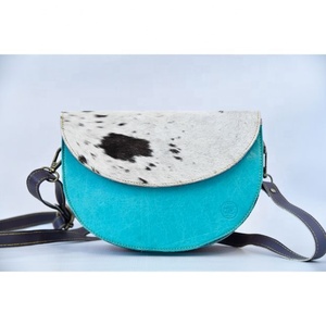 Nouveau Style occidental recyclé peau de vache fourrure cuir sacs à bandoulière de haute qualité à la mode véritable recyclé fourrure cuir fronde sac à main - Product Image 1