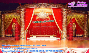 Maharani diseño boda Mandap para la venta boda india oro Rajwada Mandap boda fibra tallada Bollywood Mandap Set decoración EE. UU. - Product Image 6