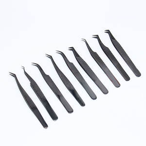 Pinces à épiler professionnelles en acier inoxydable pour extensions de cils, pointe pointue, pour cils volumineux, tailles 12-14 cm, personnalisées - Product Image 1