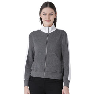 Vestes à manches longues en molleton Jacquard collé pour femmes Fermeture à glissière complète Matelassé Respirant Support réversible Hiver Rempli de coton - Product Image 4