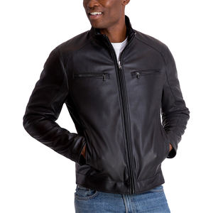 Manteau en cuir noir pour hommes, veste en cuir véritable pour moto, soins de qualité supérieure, fabrication sur mesure, vente en gros, nouvelle collection 2023 - Product Image 5