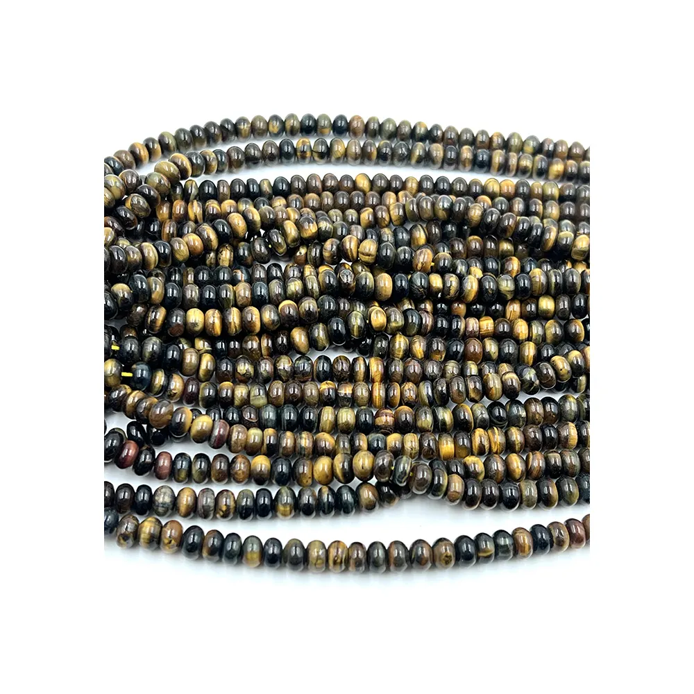 Pembuatan perhiasan Rondelle Beads Black Tiger Eye halus Rondelle Beads 10-12mm 15 inci Strand untuk membuat perhiasan