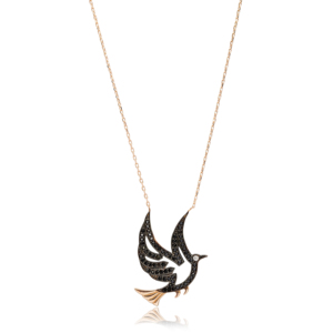 Coolbird — collier en Zircon noir pour femmes, fait à la main, bijoux en argent Sterling 925, vente en gros - Product Image 1